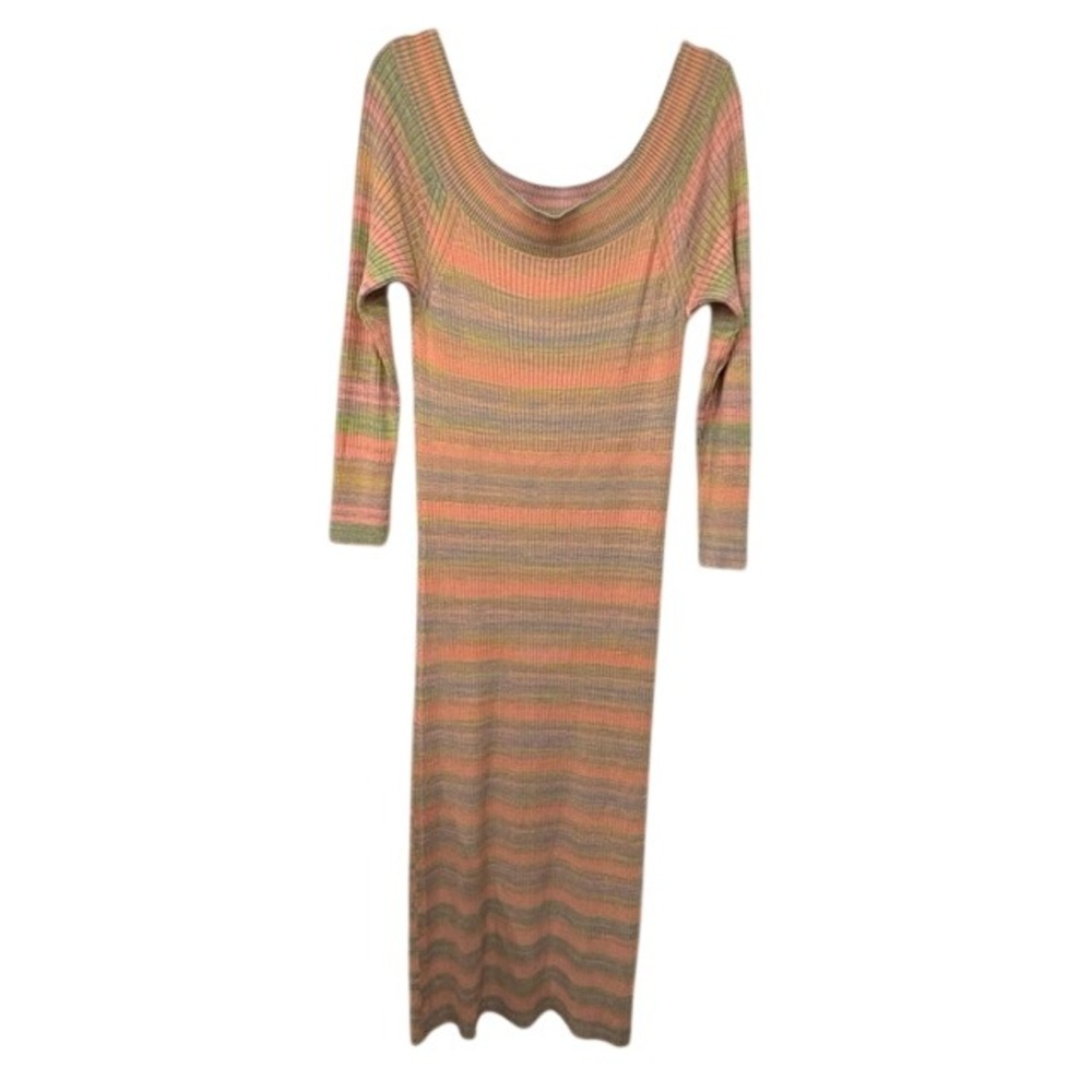 Daily Practice Anthropologie Striped Ribbed Knit Maxi Dress XL Multicolor Scoop